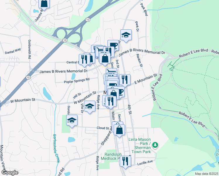 map of restaurants, bars, coffee shops, grocery stores, and more near 978 Main Street in Stone Mountain