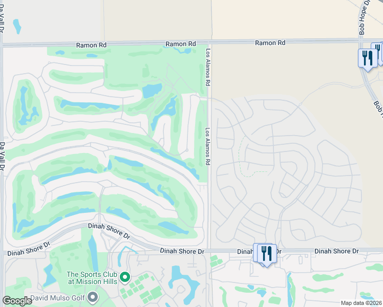map of restaurants, bars, coffee shops, grocery stores, and more near 46 Vía Bella in Rancho Mirage