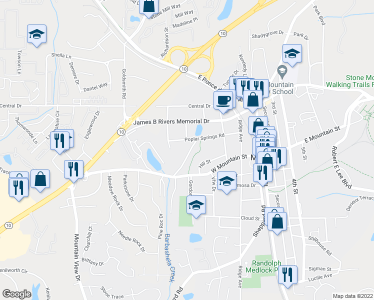 map of restaurants, bars, coffee shops, grocery stores, and more near 1126 Sexton Drive in Stone Mountain
