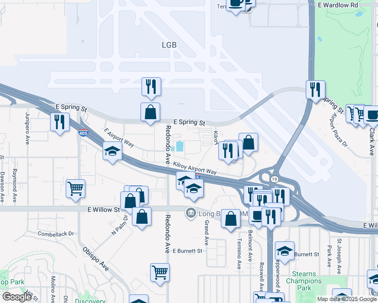 map of restaurants, bars, coffee shops, grocery stores, and more near in Long Beach