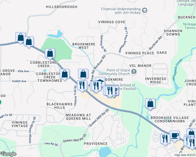 map of restaurants, bars, coffee shops, grocery stores, and more near 5914 Brookmere Court Southeast in Mableton
