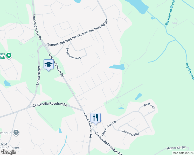 map of restaurants, bars, coffee shops, grocery stores, and more near 4253 Leslie Lee Circle Southwest in Snellville