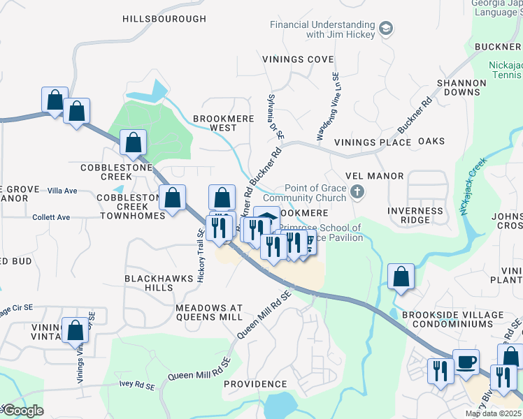 map of restaurants, bars, coffee shops, grocery stores, and more near 5914 Brookmere Court Southeast in Mableton
