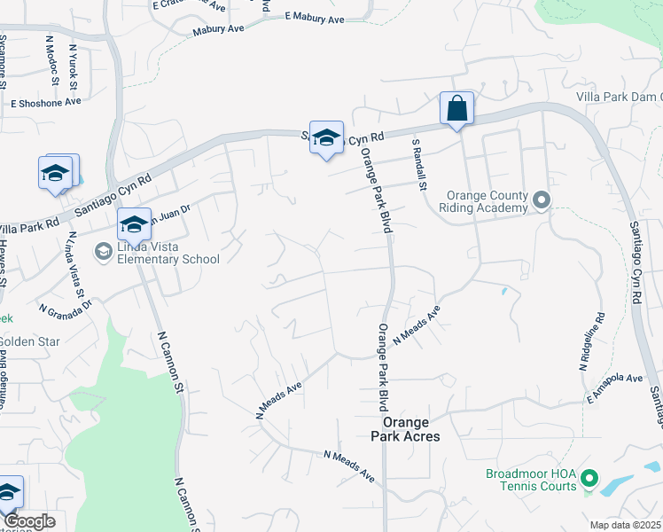 map of restaurants, bars, coffee shops, grocery stores, and more near 10582 South Morada Drive in Orange
