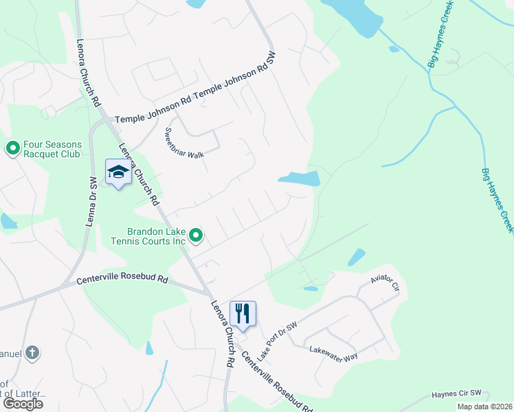 map of restaurants, bars, coffee shops, grocery stores, and more near 4264 Leslie Lee Circle Southwest in Snellville