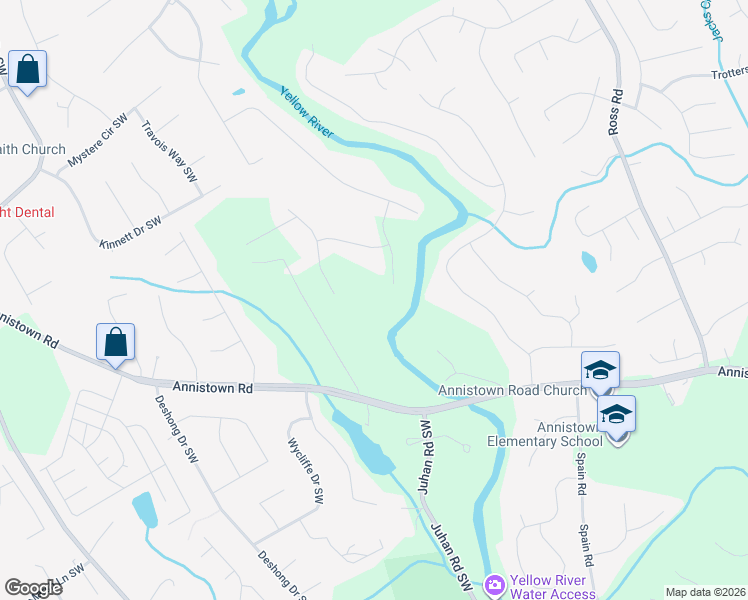 map of restaurants, bars, coffee shops, grocery stores, and more near 2780 Gardenwood Court Southwest in Lilburn
