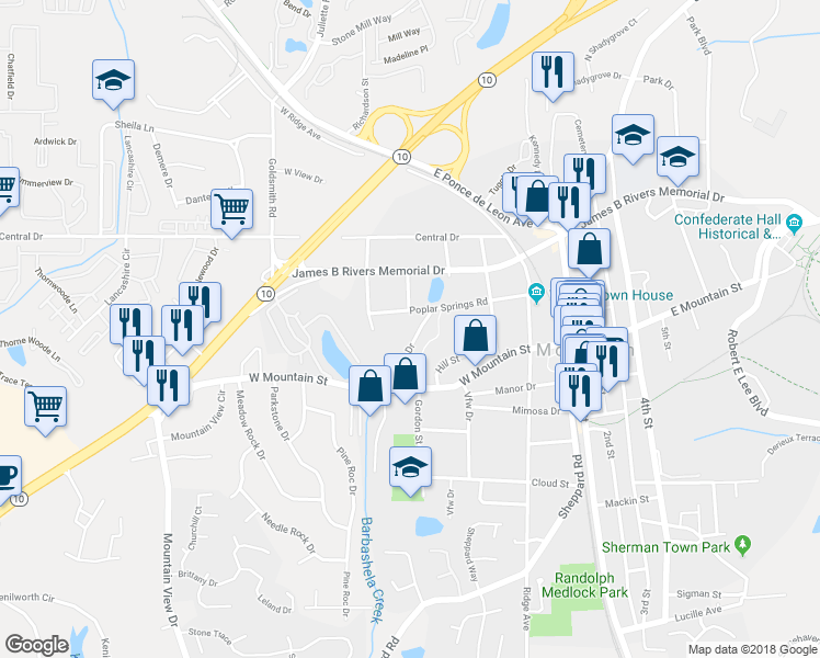 map of restaurants, bars, coffee shops, grocery stores, and more near 1126 Sexton Drive in Stone Mountain