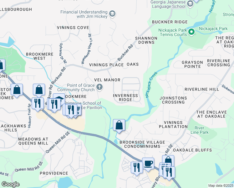 map of restaurants, bars, coffee shops, grocery stores, and more near 5921 Rosie Lane Southeast in Mableton