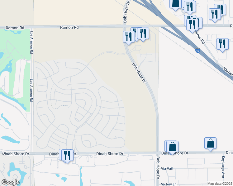 map of restaurants, bars, coffee shops, grocery stores, and more near 88 Prosecco in Rancho Mirage