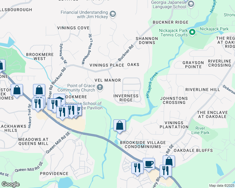map of restaurants, bars, coffee shops, grocery stores, and more near 5921 Rosie Lane Southeast in Mableton