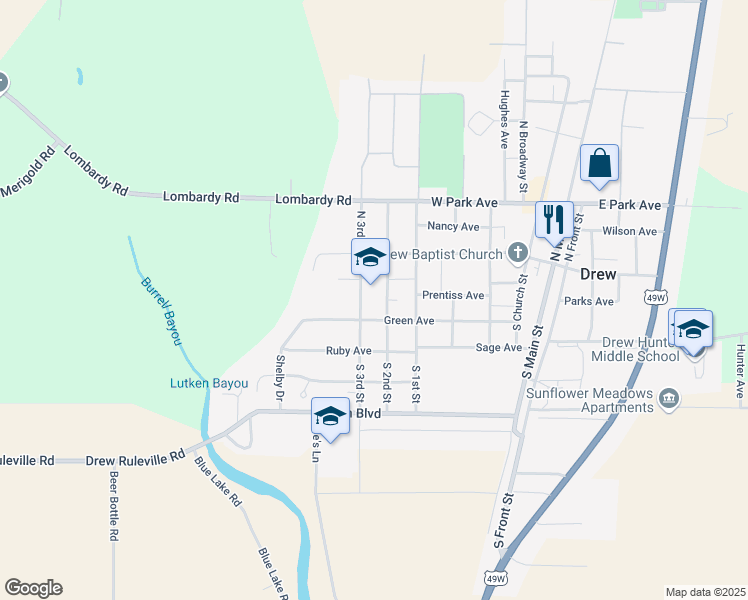 map of restaurants, bars, coffee shops, grocery stores, and more near 288 Green Avenue in Drew