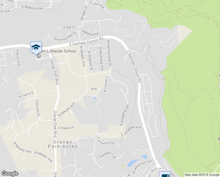 map of restaurants, bars, coffee shops, grocery stores, and more near 1193 North Coyote Lane in Orange