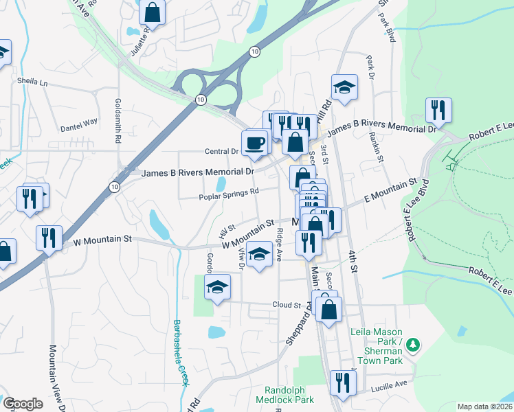 map of restaurants, bars, coffee shops, grocery stores, and more near 1014 Forrest Avenue in Stone Mountain
