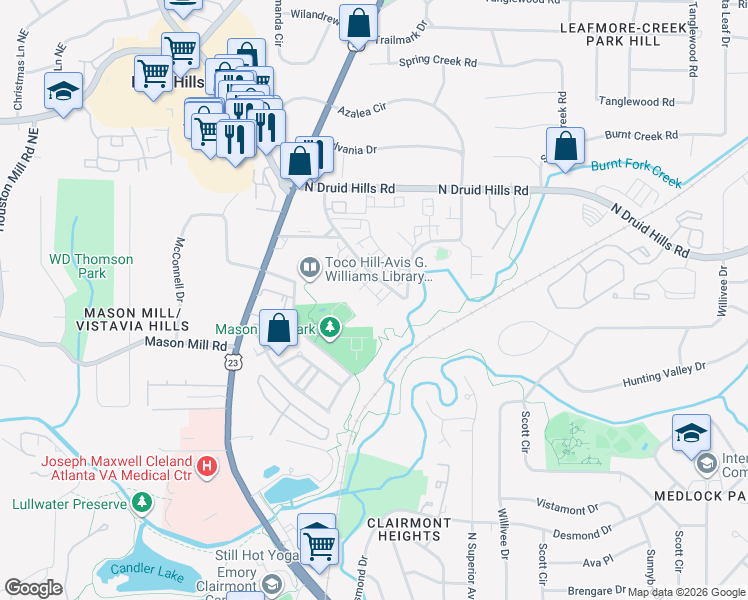 map of restaurants, bars, coffee shops, grocery stores, and more near in Decatur