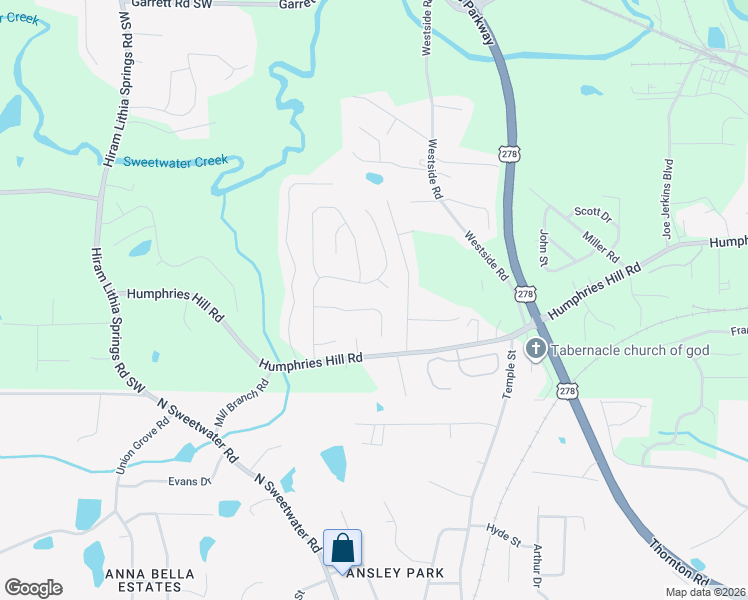 map of restaurants, bars, coffee shops, grocery stores, and more near 3596 Perry Pointe in Austell