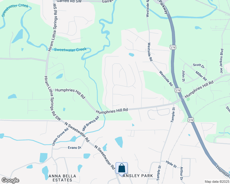 map of restaurants, bars, coffee shops, grocery stores, and more near 5997 Tate Drive in Austell