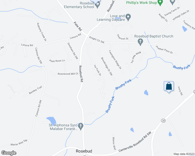 map of restaurants, bars, coffee shops, grocery stores, and more near 4308 Rosebud Road in Loganville