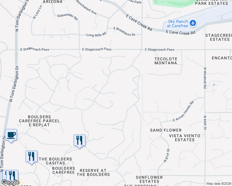 map of restaurants, bars, coffee shops, grocery stores, and more near 1820 Eagle Claw Drive in Carefree