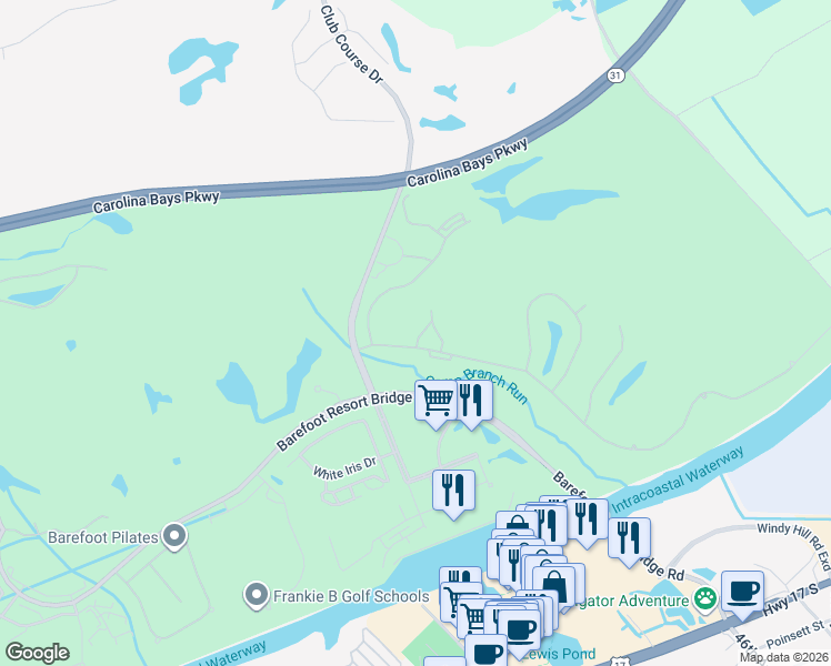 map of restaurants, bars, coffee shops, grocery stores, and more near 4716 Blackwater Circle in North Myrtle Beach