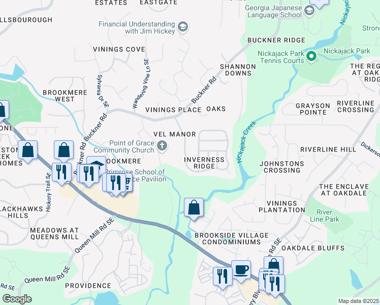 map of restaurants, bars, coffee shops, grocery stores, and more near 5921 Rosie Lane Southeast in Mableton