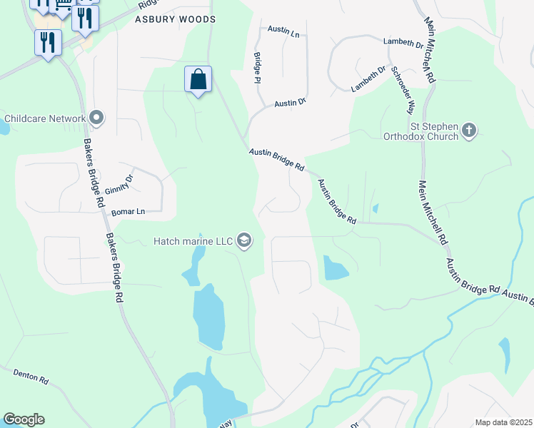map of restaurants, bars, coffee shops, grocery stores, and more near 275 Bridgemill Drive in Douglasville