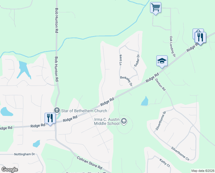 map of restaurants, bars, coffee shops, grocery stores, and more near 166 Garretts Drive in Douglasville