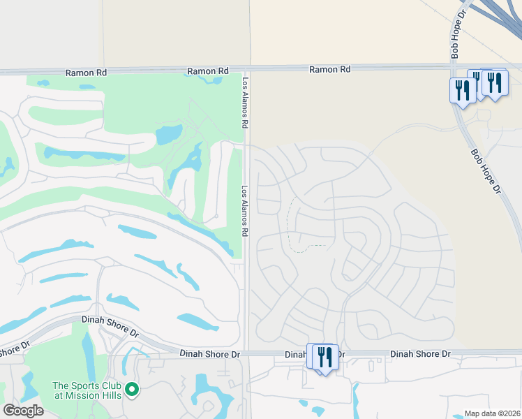 map of restaurants, bars, coffee shops, grocery stores, and more near 60 Cork Tree in Rancho Mirage