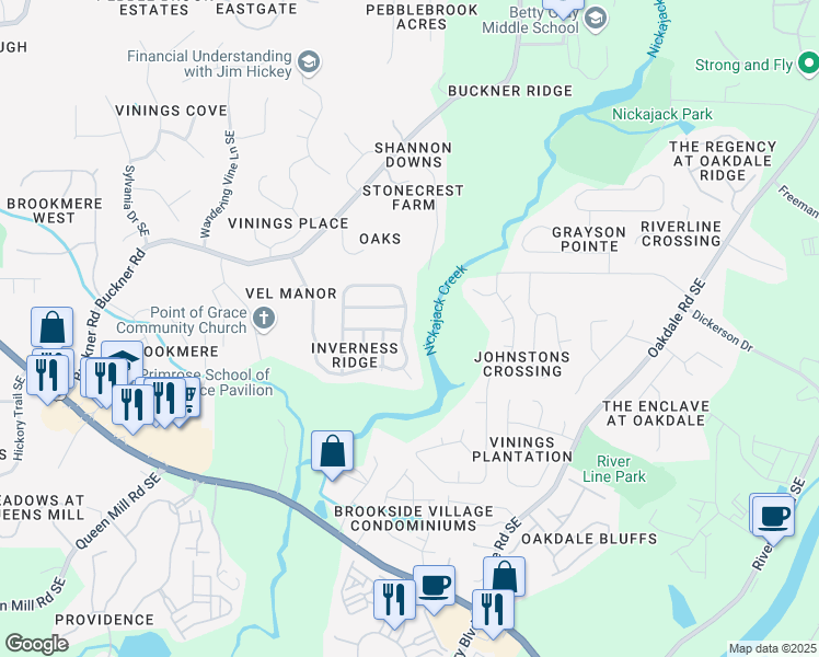 map of restaurants, bars, coffee shops, grocery stores, and more near 5962 Rosie Lane Southeast in Mableton