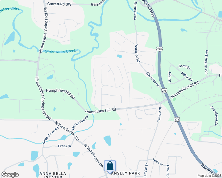 map of restaurants, bars, coffee shops, grocery stores, and more near 5975 Tate Drive in Austell
