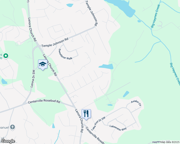 map of restaurants, bars, coffee shops, grocery stores, and more near 4253 Leslie Lee Circle Southwest in Snellville