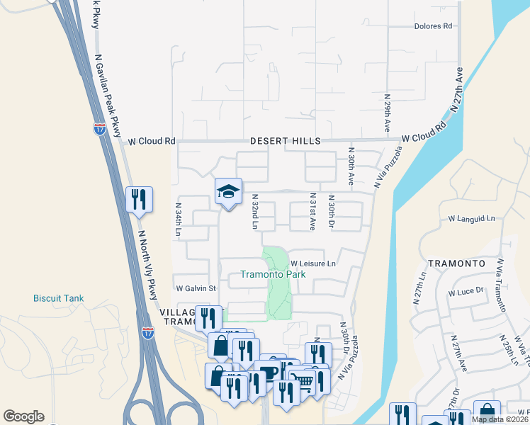 map of restaurants, bars, coffee shops, grocery stores, and more near 3218 West Sentinel Rock Lane in Phoenix