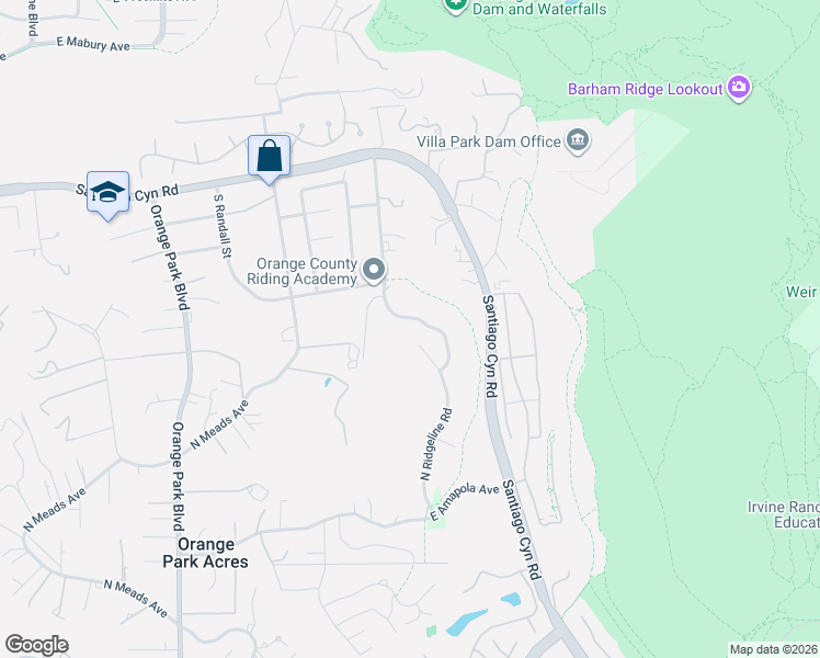 map of restaurants, bars, coffee shops, grocery stores, and more near 1193 North Coyote Lane in Orange