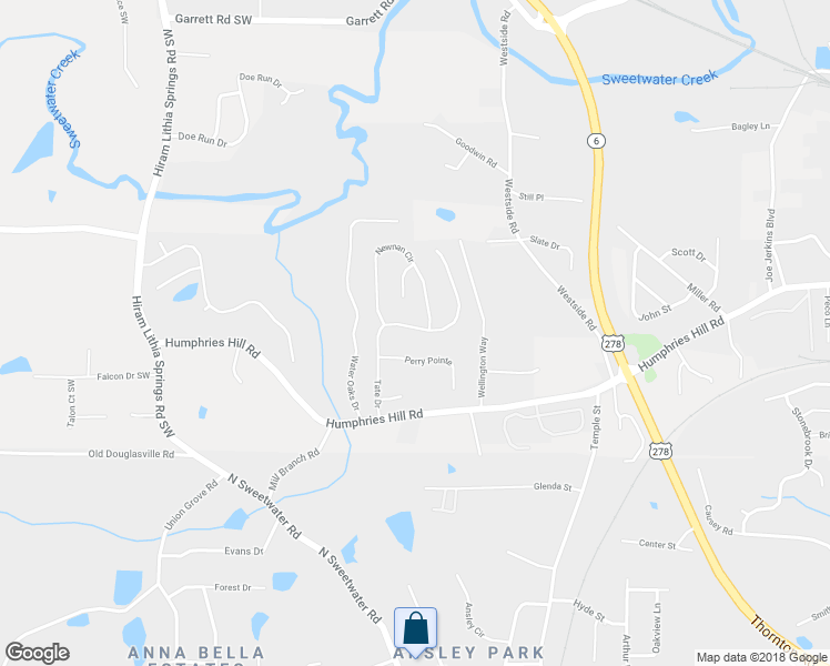 map of restaurants, bars, coffee shops, grocery stores, and more near 5975 Tate Drive in Austell