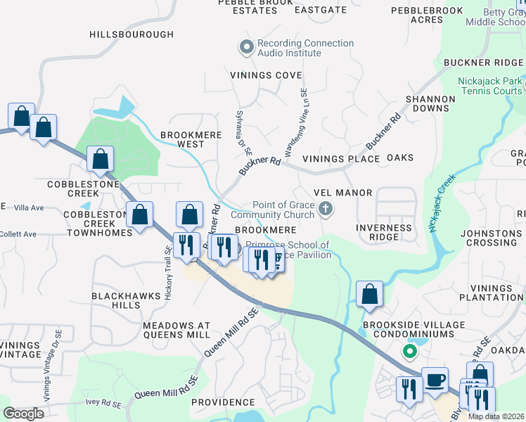 map of restaurants, bars, coffee shops, grocery stores, and more near 872 Buckner Road in Mableton