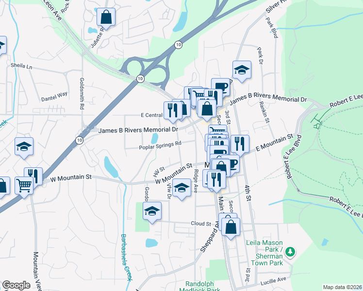 map of restaurants, bars, coffee shops, grocery stores, and more near in Stone Mountain