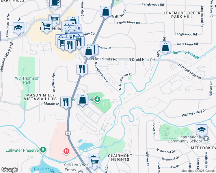 map of restaurants, bars, coffee shops, grocery stores, and more near 1952 Golden Gate Lane in Decatur