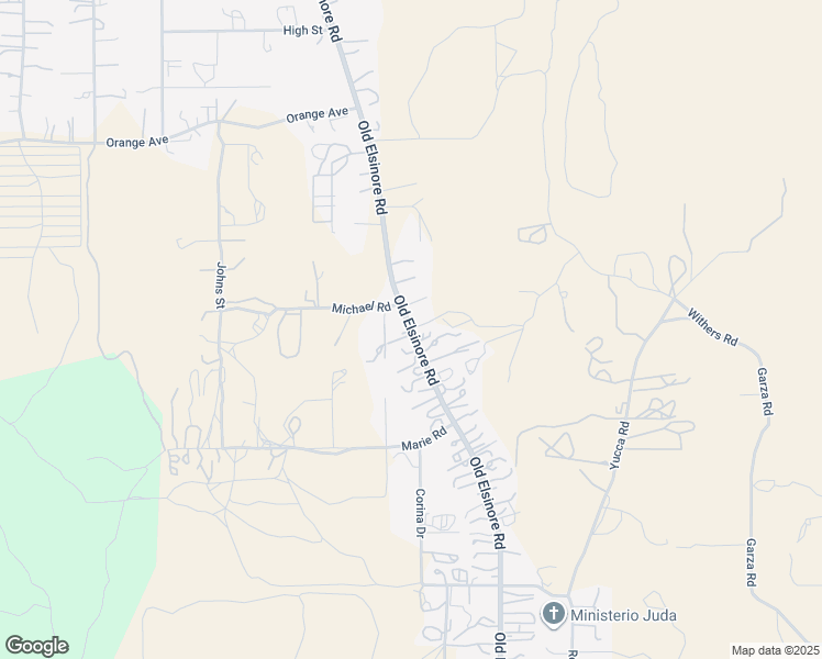 map of restaurants, bars, coffee shops, grocery stores, and more near Old Elsinore Road in Riverside County