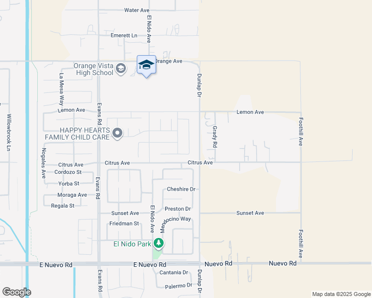 map of restaurants, bars, coffee shops, grocery stores, and more near 2018 Giovanna Street in Perris