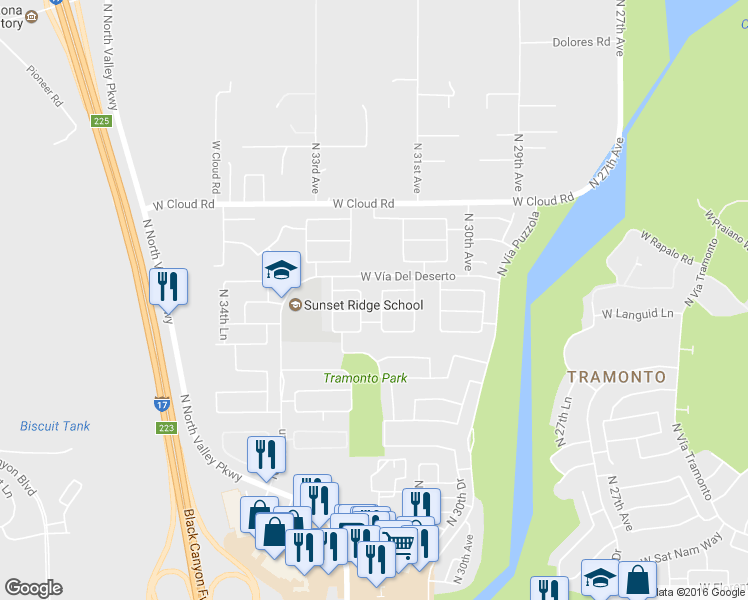 map of restaurants, bars, coffee shops, grocery stores, and more near 35728 North 31st Drive in Phoenix