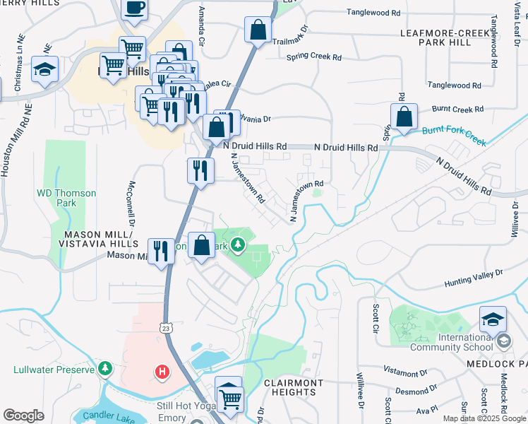 map of restaurants, bars, coffee shops, grocery stores, and more near 1952 Golden Gate Lane in Decatur