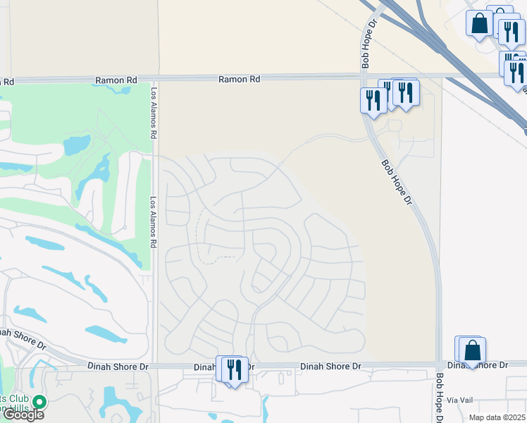 map of restaurants, bars, coffee shops, grocery stores, and more near 102 Zinfandel in Rancho Mirage