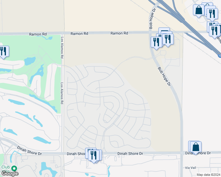 map of restaurants, bars, coffee shops, grocery stores, and more near 98 Zinfandel in Rancho Mirage