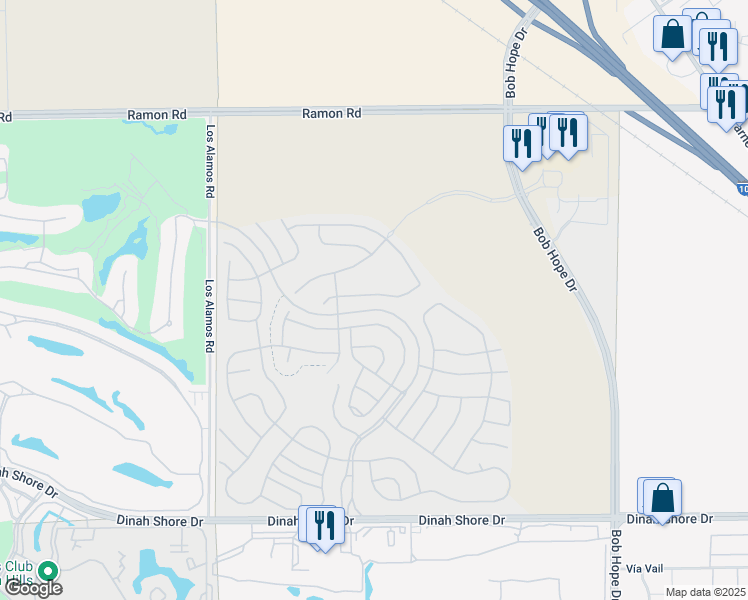 map of restaurants, bars, coffee shops, grocery stores, and more near 98 Zinfandel in Rancho Mirage