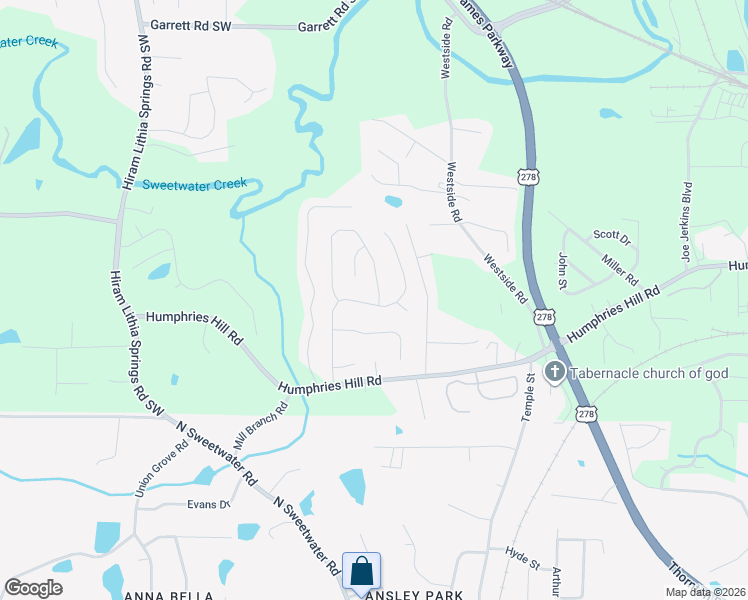 map of restaurants, bars, coffee shops, grocery stores, and more near 5762 Newnan Circle in Austell