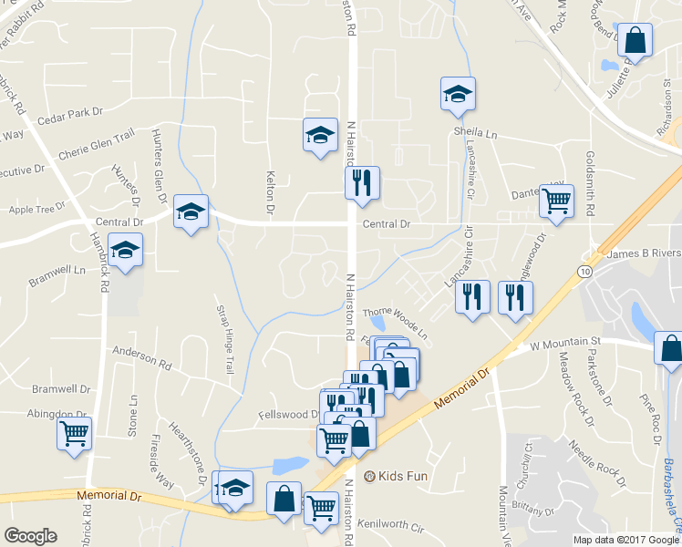map of restaurants, bars, coffee shops, grocery stores, and more near 1044 Mariners Court in Stone Mountain