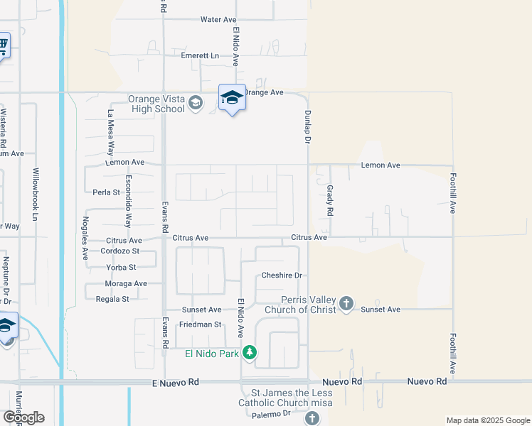 map of restaurants, bars, coffee shops, grocery stores, and more near 1409 Callista Way in Perris