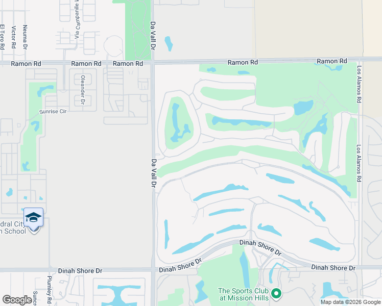 map of restaurants, bars, coffee shops, grocery stores, and more near 18 Vía Las Flores in Rancho Mirage