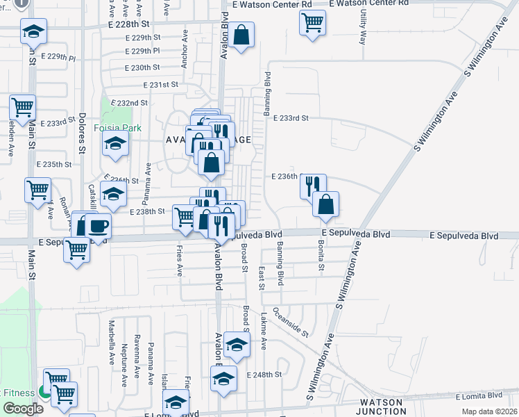 map of restaurants, bars, coffee shops, grocery stores, and more near 12 Hickock Lane in Carson
