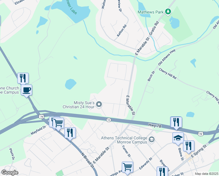 map of restaurants, bars, coffee shops, grocery stores, and more near 645 Applewood Drive in Monroe