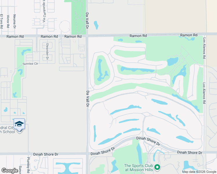 map of restaurants, bars, coffee shops, grocery stores, and more near 18 Vía Las Flores in Rancho Mirage